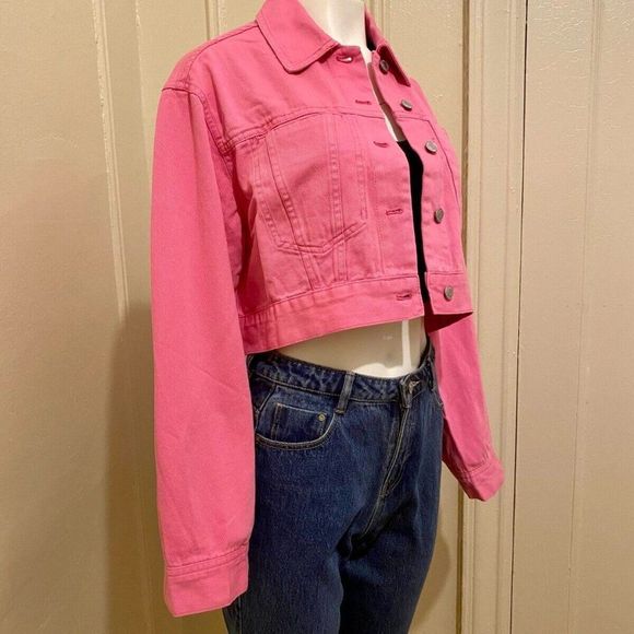 ZARA PINK HEART DENIM SHORT JEAN JACKET - Picture 3 of 12